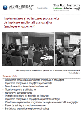 Curs Implementarea si optimizarea programelor de implicare emotionala a angajatilor (employee engagement)